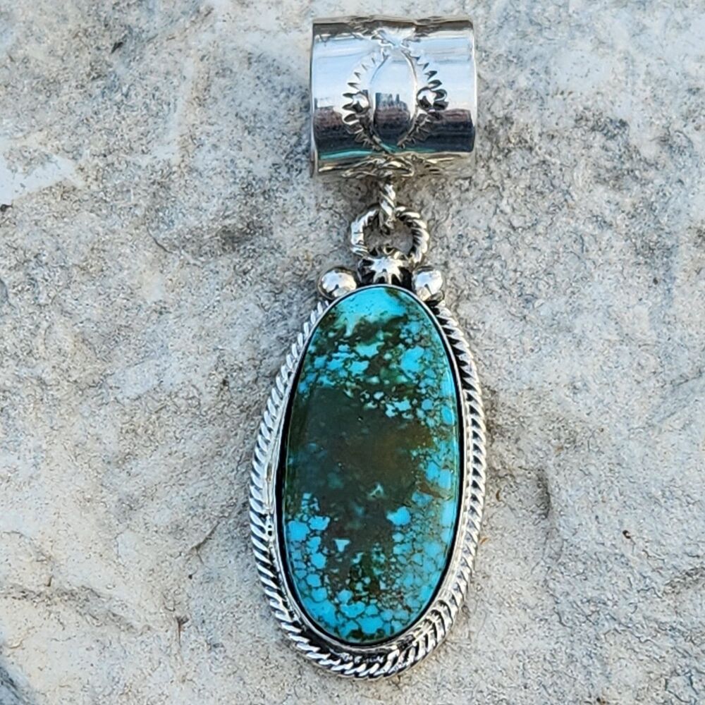 Spiderweb Birds Eye Kingman Turquoise Navajo Handmade Pendant